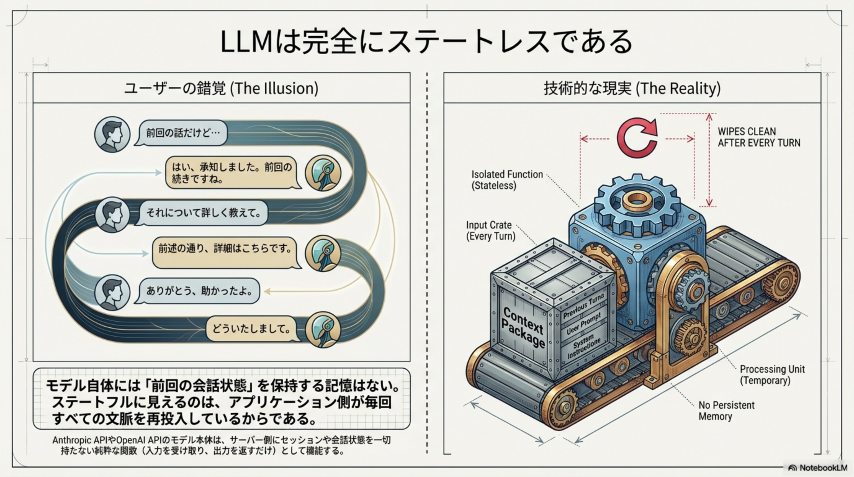 LLMは完全にステートレスである - ユーザーの錯覚 vs 技術的な現実